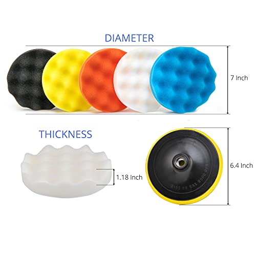 NEIKO 00320A 11PC Set Wax Polisher & Buffer Pads, 6" Buffer Polishers Pads, Auto Polishing Pad, Drill Buffer Attachment W/ M14, Foam Buffing Pads for Car Scratch Repair, Polisher for car Detailing - style: Buffing and Polishing Set