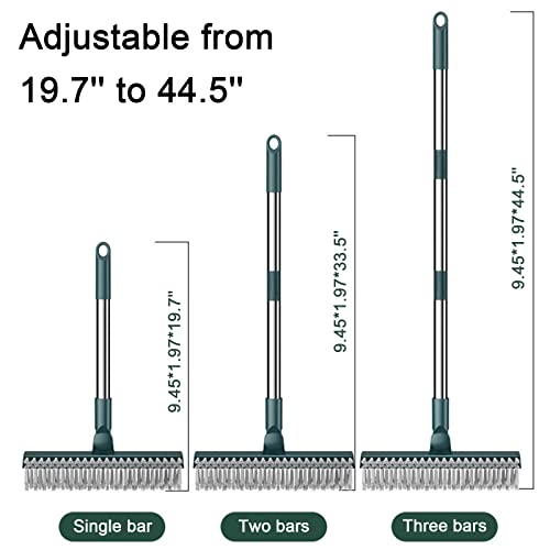 Floor Scrub Brush, 3 in 1 Scrape Brush Stiff Bristle Shower Scrubber, 44.5'' Retractable Long Handle Gap Floor Brush Kitchen Crevice Cleaning Brush can Wipe Multi-Purpose Cleaning Floor Brush