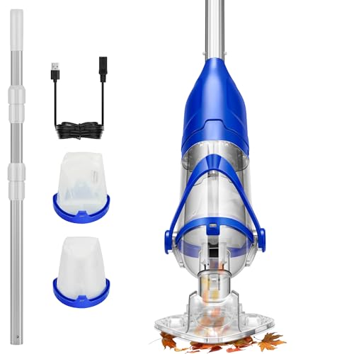 VIVOHOME Handheld Pool Vacuum 13.2 GPM Suction Cordless Pool Cleaner 20W Powerful Motor Long-Run 60min Battery, Adjustable Pole for Above Ground & In-Ground Pools, Spas - Blue - color: Blue, size: 13.2 GPM
