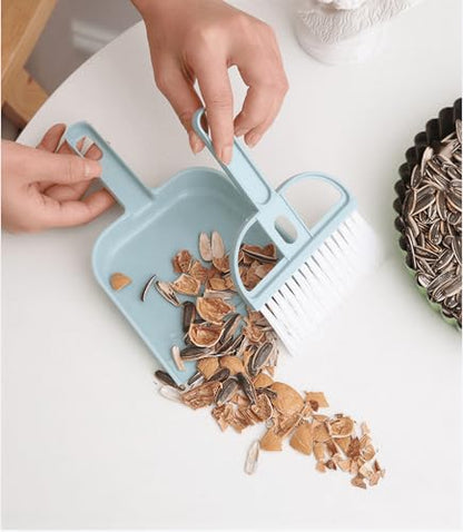 Mini Dustpan and Brush Set, 2 in 1 Portable Small Desk Sweeping Broom, Compact Tabletop Cleaner for Desktop, Keyboard, Sofa, Pet Hair, Crumbs Home Office Cleaning