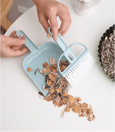 Mini Dustpan and Brush Set, 2 in 1 Portable Small Desk Sweeping Broom, Compact Tabletop Cleaner for Desktop, Keyboard, Sofa, Pet Hair, Crumbs Home Office Cleaning