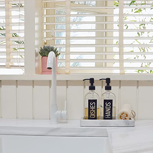 JASAI 2Pack 18OZ Glass Soap Dispenser, Black Stainless Steel Pump, Kitchen Dispenser with Classy Label, Refillable for Dishes - color: Black With Black Pump