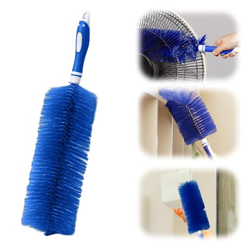 Fan Cleaner Brush, Upgrade Bendable Dusting Brush for Electric and Blind, Reusable Microfiber Dust Collector, Non-disassembly Cleaning (Blue) - color: Blue