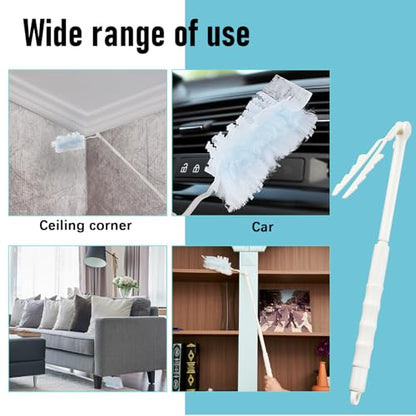 Colingmill 4 Pcs 3 ft Replacement Handles Compatible with Duster Refills, Extendable Long Extended Handle Only, Adjustable Length for Ceiling Fans, Blinds, Shelves, Windows (White) - color: White