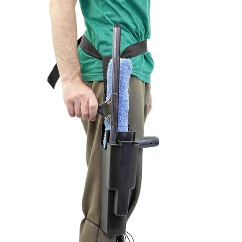 XERO Window Squeegee Cleaning Caddy Kit- Holster Side Bucket with Adjustable Belt -18" Channel with Handle and 1-18" T-Bar Washer with Sleeve Windshield Cleaner Tool