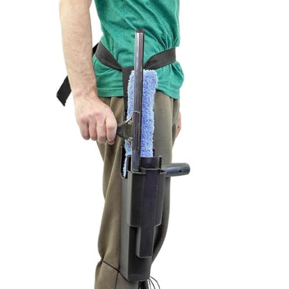 XERO Window Squeegee Cleaning Caddy Kit- Holster Side Bucket with Adjustable Belt -18" Channel with Handle and 1-18" T-Bar Washer with Sleeve Windshield Cleaner Tool