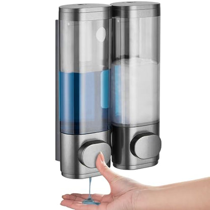 Shampoo and Conditioner Dispenser 2 Chamber No Drill,Shower Soap Pump Dispenser Wall Mounted,Body Wash Dispenser,Shower Gel Shampoo Holder for Bathroom Accessories, (Gun 2) - color: Gun 2