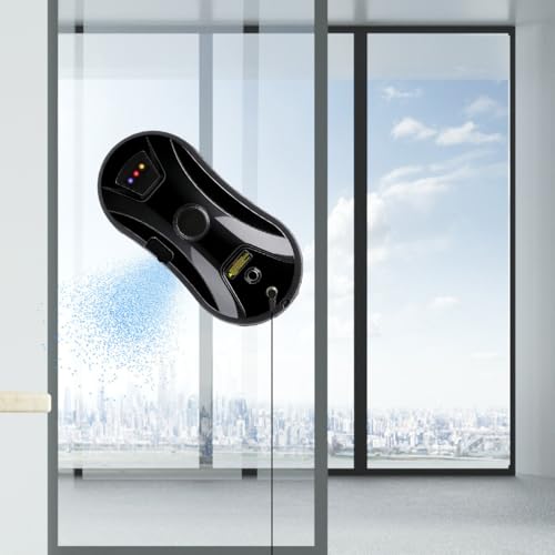Window Cleaner Robot with Ultrasonic 5600PA Auto Water Glass Cleaning Automatic Smart Robot Cleaner,Window Vacuum Cleaner with Control Windows/Tiles/Class Door Indoor Outdoor (Black) - color: Black