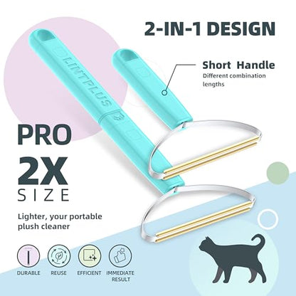 Pro Plus Adjustable-Length LINTPLUS Pet Hair Remover – Compact & Extended Handle Modes, Safe for Furniture, Cars, Carpets & Delicate Fabrics - size: ProPlus