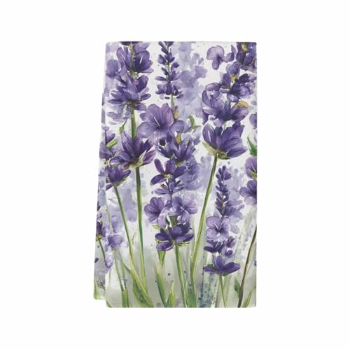 Lavender Dragonfly Flower Kitchen Dish Towels, Soft Lightweight Microfiber Absorbent Hand Towel Purple Plant Tea Towel for Kitchen Bathroom 18x28in - size: 1PCS-18x28in(45x75cm)