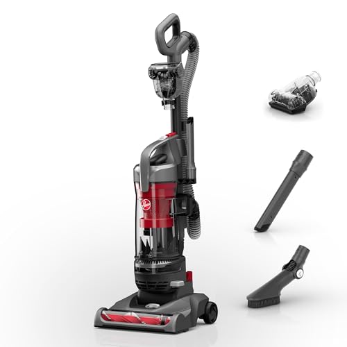 Hoover Rewind Pet Upright Bagless Vacuum Cleaner for Carpet and Hard Floors, Automatic Cord Rewind, Above Floor Cleaning Corded Vacuum Cleaners for Home Use, Gray - style: Rewind Pet