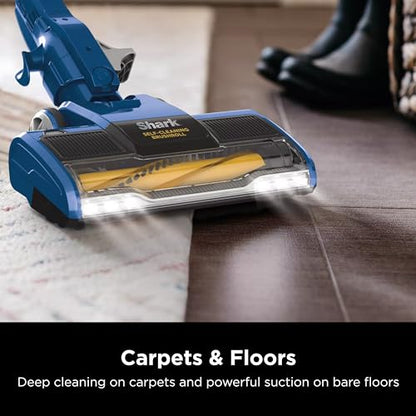 Shark HV343AMZ Rocket Corded Stick Vacuum with Self-Cleaning Brushroll, Lightweight & Maneuverable, Perfect for Pet Hair Pickup, Converts to a Hand Vacuum, Crevice Upholstery Tools, Blue/Silver - style: Rocket w/ Self-Cleaning Brushroll