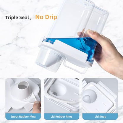G2 GO2GETHER Laundry Detergent Container,2Pack -68oz Laundry Detergent Dispenser with 5 labels for Laundry Room, Laundry Scent Beads, Powder,Bleach,Soap,Fabric Softener Storage and Organization. - style: 68OZ