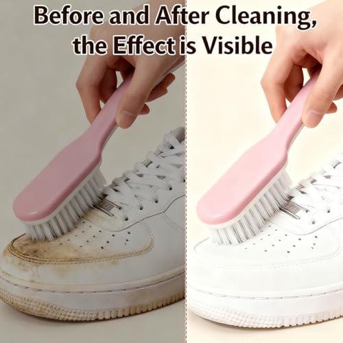 2Pack Shoe Cleaning Brush Household Laundry Clothes Scrubbing for Stains Bathroom Ergonomics Grip Easy Hold (2, Purple) - color: Purple