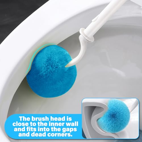 Toilet Brush 2 Pack with Holder Set, Long Handle Toilet Bowl Cleaner Brush with Durable Curved Bristles, Deep Cleaning Toilet Scrubber for Bathroom Accessories,White