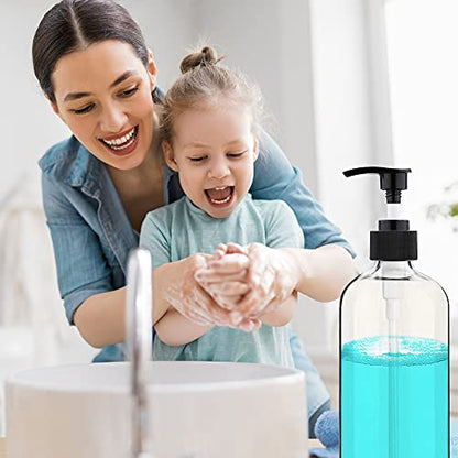 Empty Plastic Pump Bottles Dispenser（16.9 Oz, 2 Pack）, Portable Amber BPA-Free Travel Shampoo Lotion Pump Bottle Durable Refillable Containers for Massage Oil, Liquid Soap - size: 16.9 Oz, 2 Pack