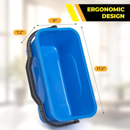 3-Gallon Heavy-Duty Cleaning Bucket - Durable High-Grade Plastic, Rectangular Design for Window Washing & General Cleaning, Sturdy Comfort-Grip Handle, Compact & Easy Storage