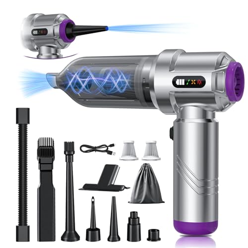 Cordless Vacuum Cleaner - 22000PA Handheld Car Vacuum, 4-in-1 Portable Mini Air Duster Rechargeable, 3-Speed Small Powerful Gadgets & Gifts, for Home, Office, Mattress, Carpet, Pet (Silver) - color: Silver