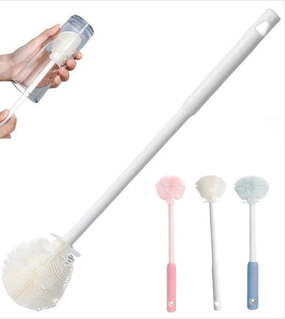 12.4" Silicone Bottle Brush, 3-in-1 Ergonomic Long Handled Cleaning Cup Brush,Water Bottle Cleaner,Deep Cleaning for Baby Bottles,Glassware, Narrow Neck Containers (White) - color: White
