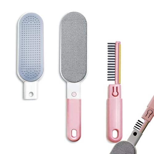 VrythosNex 4-in-1 Pet Hair Remover for Couch, Car, Furniture, Carpet - Portable Dog Cat Fur Hair Removal Tool with Detachable Brush, Lint Brush, Fabric Shaver, Crevice Tool (Pink) - color: Pink