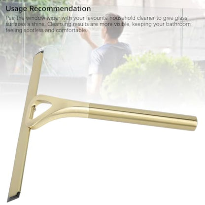 Shower Squeegee for Glass Doors, Stainless Steel and Silicone Shower Squeegee with Hook for Bathroom Mirrors and Window (Gold) - size: Gold