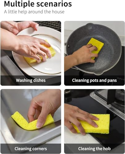 Kitchen Sponges,Heavy Duty Scrub Kitchen Sponge,Clean Tough Messes Without Scratching Sponges Kitchen,Pop Up Eco Sponges DIY White (6 Pack) - color: White, size: 6 Count (Pack of 1)