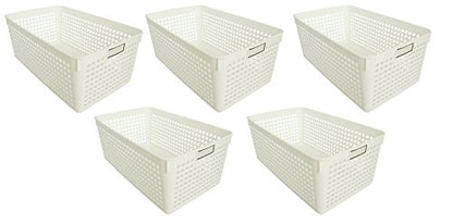 Inomata Chemical Storage Basket, Name Basket, Wide, White, Set of 5