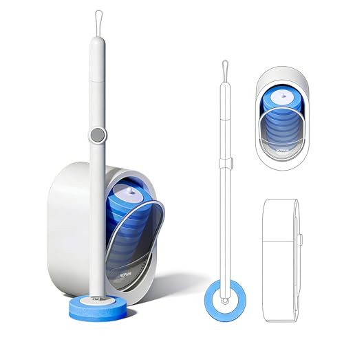 SOPAMI Disposable Toilet Cleaning System, Toilet Wand Kit with 16 Refills, 17-Inch Handle, Wall-Mounted or Floor-Standing Holder for Routine Bathroom Cleaning