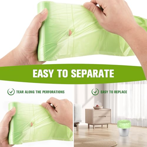 Rishipahu Small Trash Bags 4-6 Gallon Biodegradable, 110 Count Small Garbage Bags, Unscented & Leakage-Proof, Easy Tearing Bathroom Trash Bags for Bathroom, Office, Bedroom, Kitchen, Green - style: Bio-4 Gallon Green 110 Counts