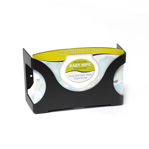 Gadjit Baby Wet Wipes Dispenser | Wall Mounted, Holds Up to 84 Wipes | Easy Reach for Messes (Black) - color: Black