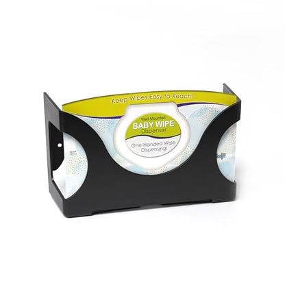 Gadjit Baby Wet Wipes Dispenser | Wall Mounted, Holds Up to 84 Wipes | Easy Reach for Messes (Black) - color: Black