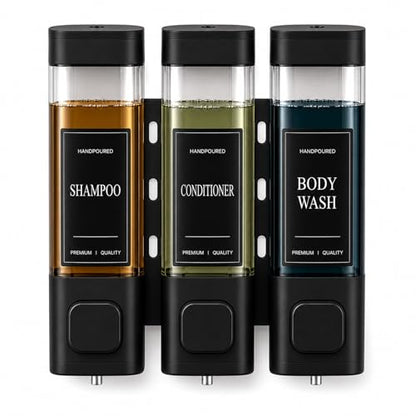 Shampoo and Conditioner Dispenser, Shower Soap Dispenser Wall Mounted, Refillable Shampoo and Conditioner Bottles for Bathroom Hotel Large Capacity(Black) - color: Black