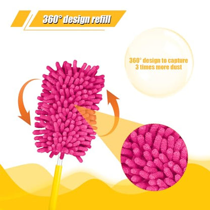2pcs Duster Refills, Microfiber Dusters Heavy Duty Refills 360 Ceiling Fan Duster Replacements Reusable Hand Dusters for Cleaning (Rose Red) - color: Rose Red