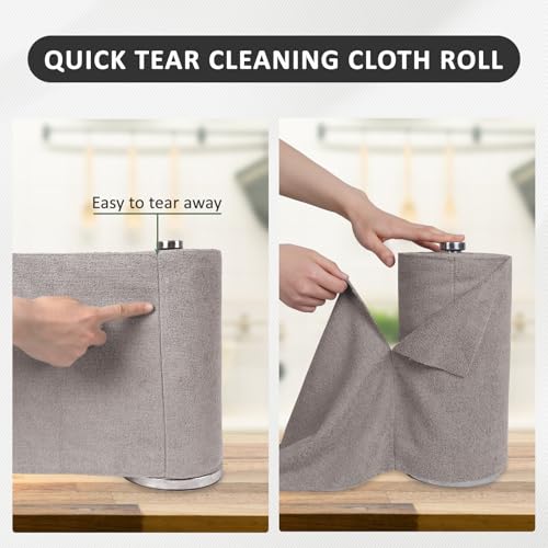 YoulerTex Reusable Cleaning Cloths Microfiber Towel: 50 Pack Washable Tear Away Cleaning Towels Roll - 12× 12 Absorbent Rags Drying Dishcloths for Kitchen House Car (20, Gray) - color: Gray
