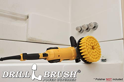 Bathroom Accessories - Cleaning Supplies - Boat Brush - Deck Scrub Brush – 7in - Medium Yellow Bristles - Variable Speed Polisher - 5/8 x 11 Threaded Hub - Tile - Shower Cleaner - Porcelain – Flooring - color: Yellow