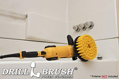 Bathroom Accessories - Cleaning Supplies - Boat Brush - Deck Scrub Brush – 7in - Medium Yellow Bristles - Variable Speed Polisher - 5/8 x 11 Threaded Hub - Tile - Shower Cleaner - Porcelain – Flooring - color: Yellow