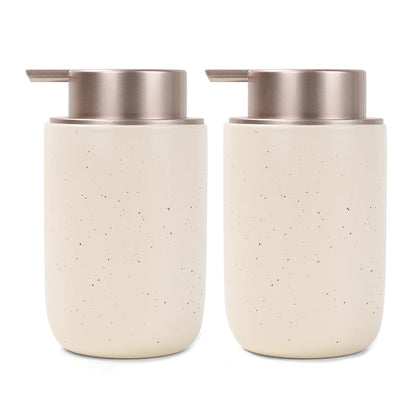 BosilunLife Foaming Soap Dispenser Set - Apricot Ceramic Foam Hand Soap Dispenser 12oz with Rust Proof Pump, Easy Pressing & Refillable,4Pcs Clear Stickers for Kitchen, Bathroom - 2 Pack - color: Apricot-foam Pump