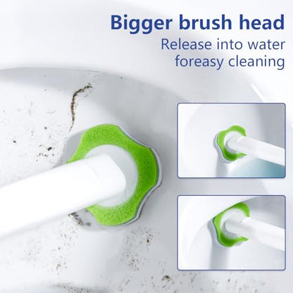 Magic Sponge Eraser Toilet Brush Set, Wall Mounted with 30 Refills | Disposable toilet brush with wall-mounted holder; 30 Magic Sponge Eraser wand refills; deep clean,easy replace,save space