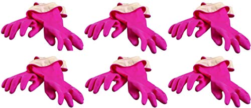 Casabella Premium Waterblock Cleaning Gloves - 6 Pair (12 Gloves) Pink - (Medium) - size: Medium (Pack of 12)