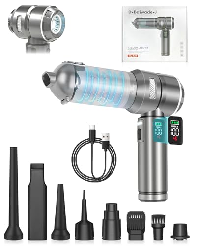 Cordless Handheld Car Vacuum Cleaner, 15000PA High Power 2-in-1 Mini Vacuum Duster & Inflator with LED Display Screen, 3-Speed Brushless Motor for Car Care, Home, Office, Pet