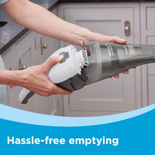BLACK+DECKER dustbuster Cordless Handheld Vacuum, Portable Car Vacuum Cordless Rechargeable, Wall Mount, Strong Suction QuickClean (HNVC215B10)