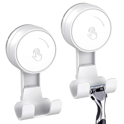 LUXEAR Suction Hooks Powerful Vacuum Suction Cup Hooks-2PACK Razor White - size: 2 Pack Razor