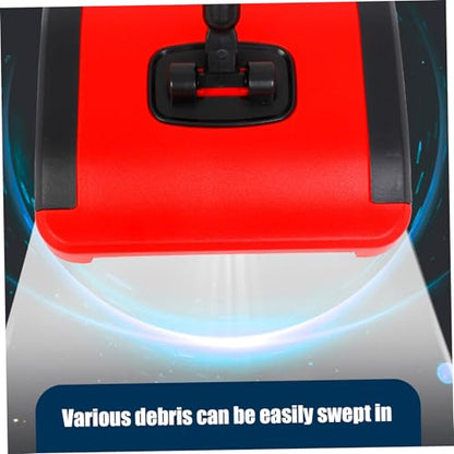 Carpet Sweeper Manual 3 Rolling Brushes Floor Sweeper Carpet Brush with Wheels and Large Waste Bin 43" Detachable