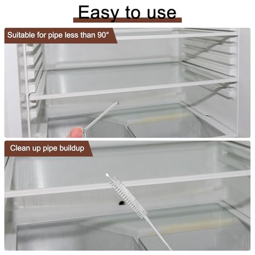 1 Pcs AC Drain Line Cleaner Tool Brush, 59 Inch Long Drain Brush Flexible Feeding Tube Brush, Refrigerator Car Cleaning Brush for Straw, Hose Pipe(Stainless Steel White)
