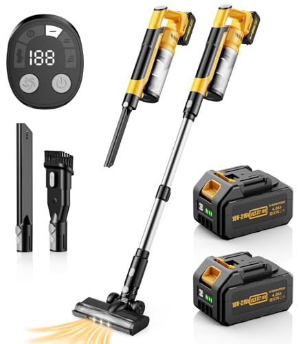 qimedo V1 Cordless Vacuum with Extra 8000mAh Battery, 700W Brushless Vacuum Cleaners for Home, 6 in 1 Electric Stick Vacuum withwith Hepa Filter, Cordless Vacuum for Pet Hair/Hardwood Floor
