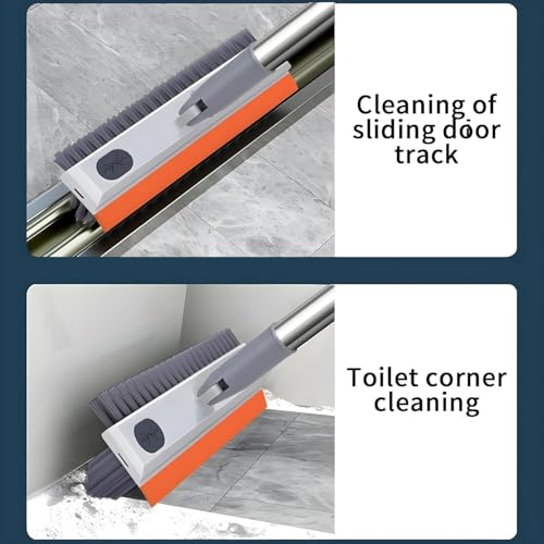 3-in-1 Bathroom Cleaning Brush with Wiper - Long Handle 180° Rotate Toilet Brush, Tiles Cleaning, Floor Scrub for Kitchen and Bathroom Accessories (Orange 3 in 1)