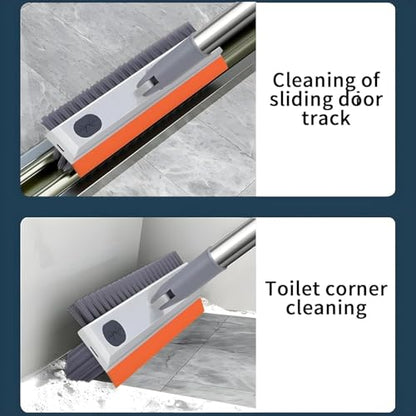 3-in-1 Bathroom Cleaning Brush with Wiper - Long Handle 180° Rotate Toilet Brush, Tiles Cleaning, Floor Scrub for Kitchen and Bathroom Accessories (Orange 3 in 1)