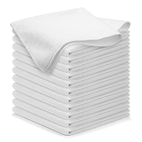 USANOOKS Microfiber Cleaning Cloth - White - 12Pcs (12.5x12.5 inch) High Performance - 1200 Washes, Ultra Absorbent Car Towel Traps Grime & Liquid for Streak-Free Mirror Shine - Car Washing Cloth - color: White, size: Pack of 12