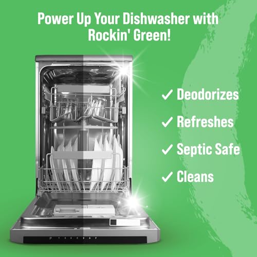 Rockin' Green Deep Cleaning and Deodorizing Tablets for Dishwashers, Washing Machines, and Garbage Disposals, Removes Odor and Residue (Dishwasher Cleaning Tablets, 8 Pack) - size: 1 Count (Pack of 8), style: Dishwasher Cleaning Tablets