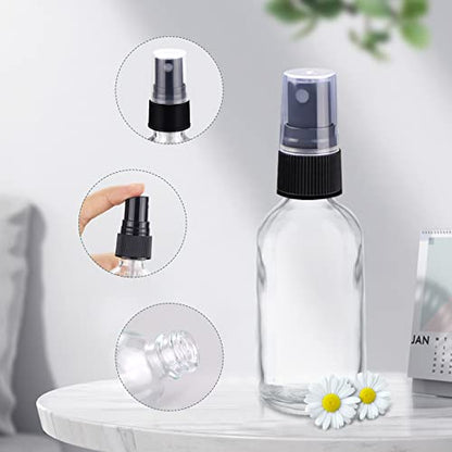 Wedama 2 oz Mini Glass Spray Bottles, Empty Small Spray Bottles with Funnel Dropper, Fine Mist for Hair, Travel, Plants, Cleaning Solutions and Skin Care (4 Pack Clear) - color: Clear, size: 2 Ounce (Pack of 4)